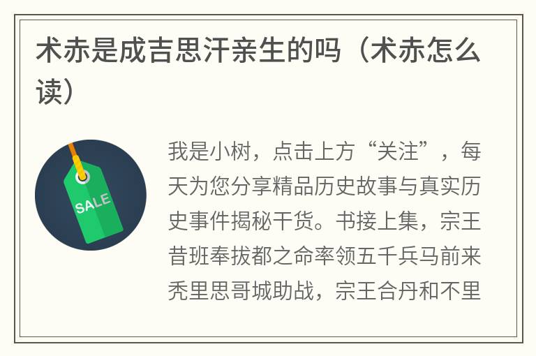 术赤是成吉思汗亲生的吗（术赤怎么读）