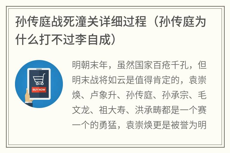 孙传庭战死潼关详细过程（孙传庭为什么打不过李自成）