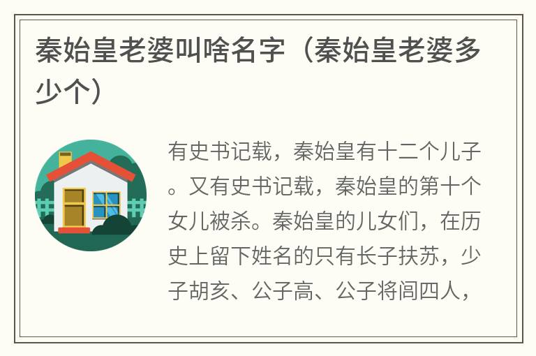 秦始皇老婆叫啥名字（秦始皇老婆多少个）