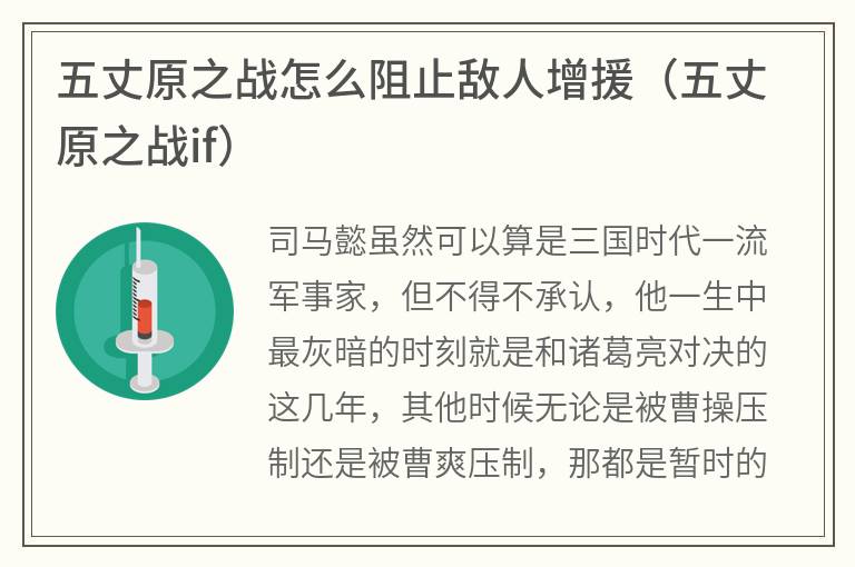 五丈原之战怎么阻止敌人增援（五丈原之战if）