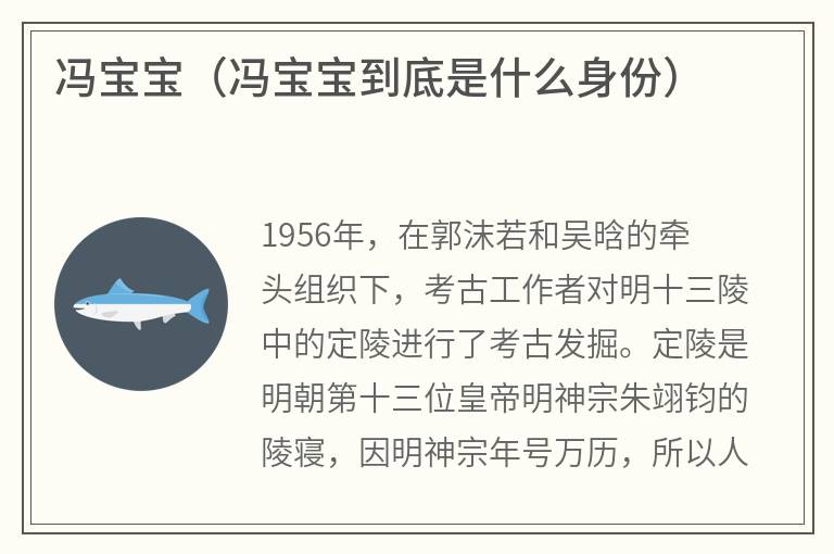 冯宝宝（冯宝宝到底是什么身份）