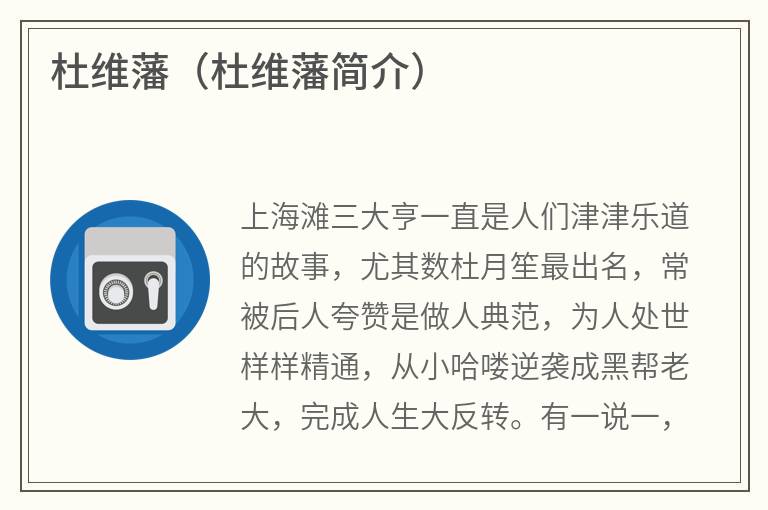 杜维藩（杜维藩简介）