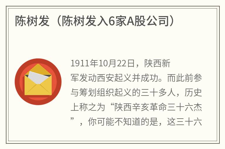 陈树发（陈树发入6家A股公司）