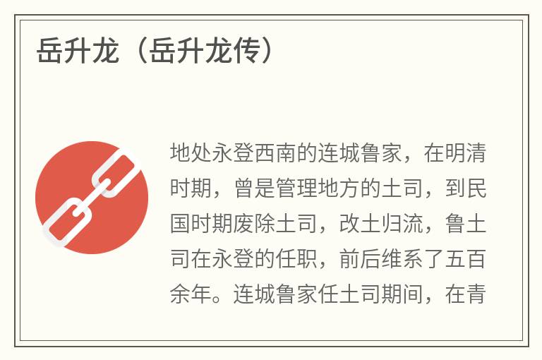 岳升龙（岳升龙传）