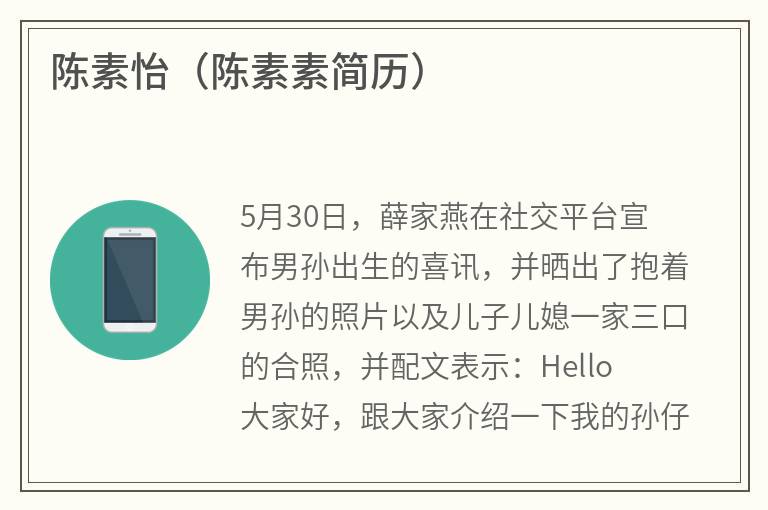 陈素怡（陈素素简历）
