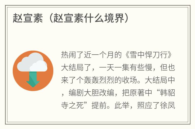 赵宣素（赵宣素什么境界）