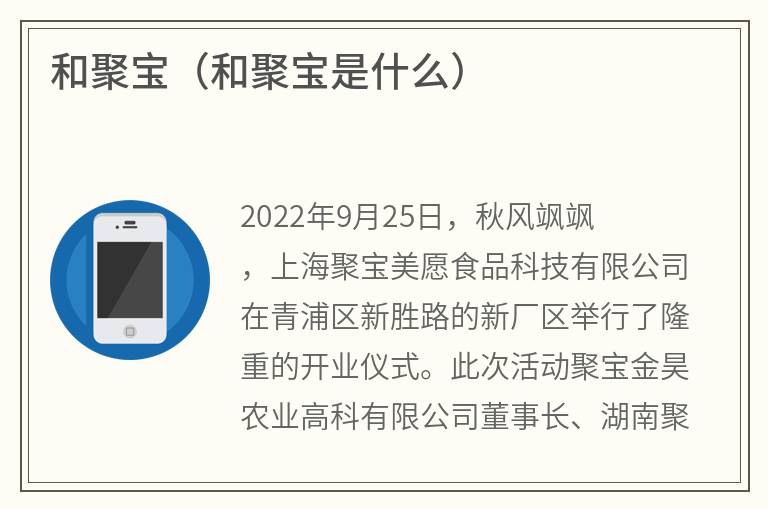和聚宝（和聚宝是什么）
