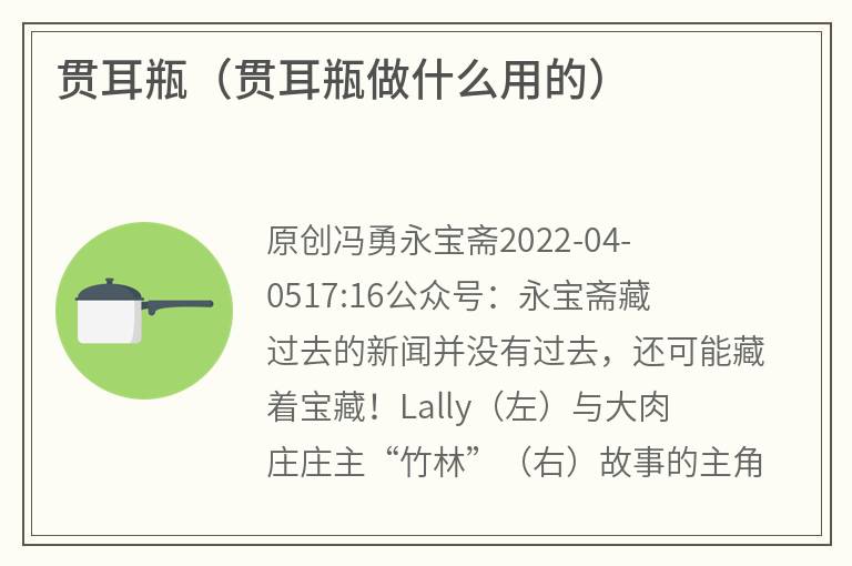 贯耳瓶（贯耳瓶做什么用的）