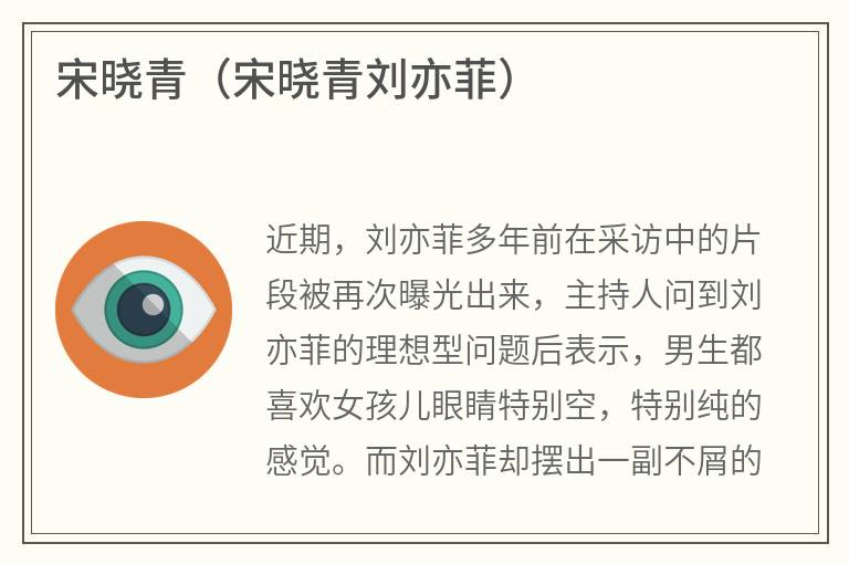 宋晓青（宋晓青刘亦菲）