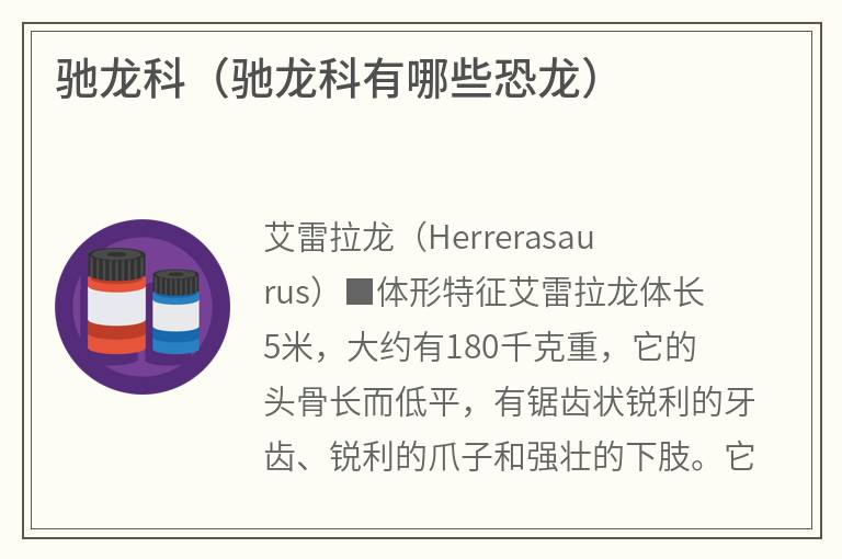 驰龙科（驰龙科有哪些恐龙）