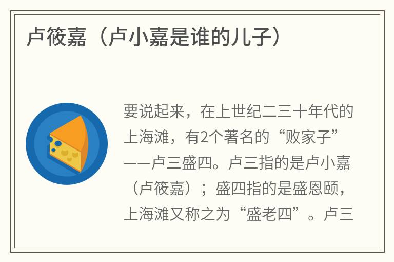 卢筱嘉（卢小嘉是谁的儿子）