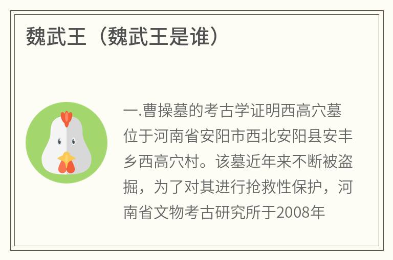 魏武王（魏武王是谁）