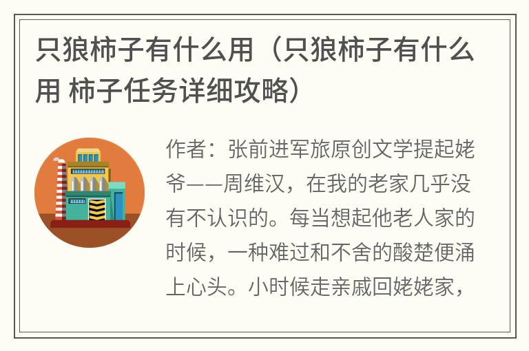 只狼柿子有什么用（只狼柿子有什么用柿子任务详细攻略）