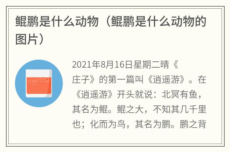 鲲鹏是什么动物（鲲鹏是什么动物的图片）