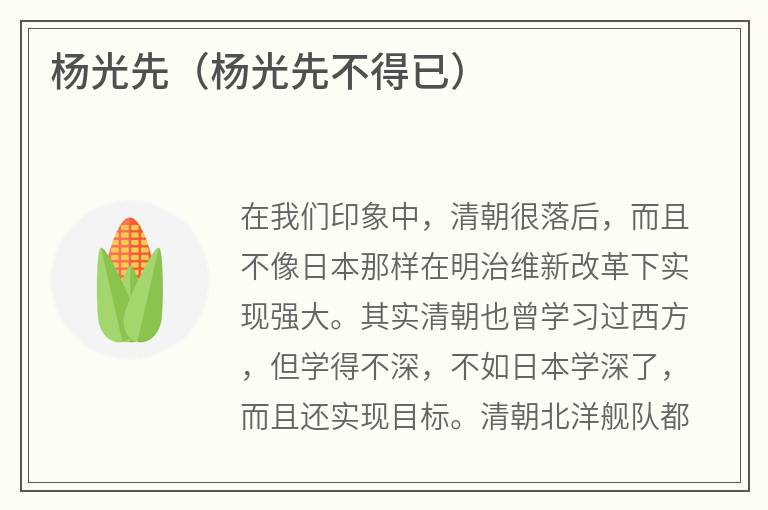 杨光先（杨光先不得已）