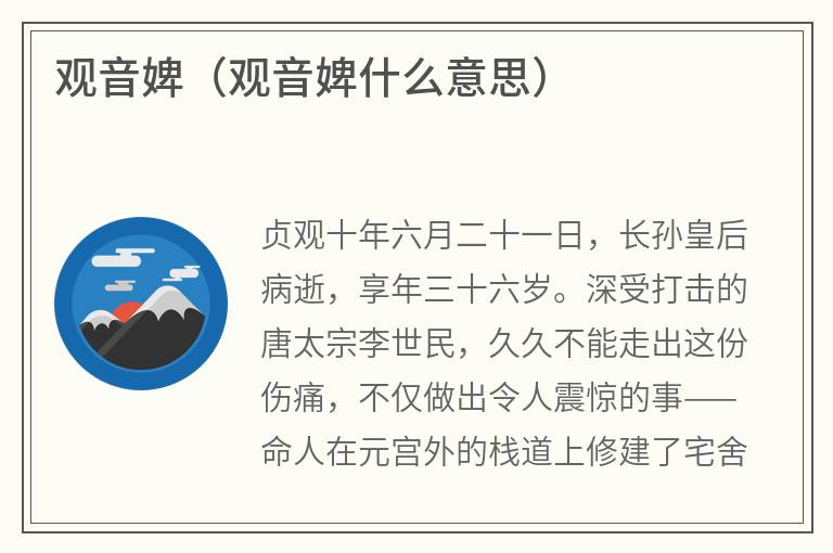观音婢（观音婢什么意思）