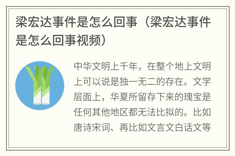 梁宏达事件是怎么回事（梁宏达事件是怎么回事视频）