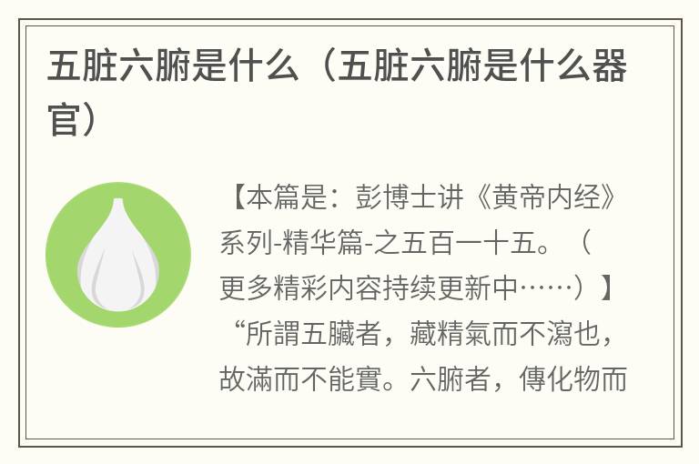 五脏六腑是什么（五脏六腑是什么器官）