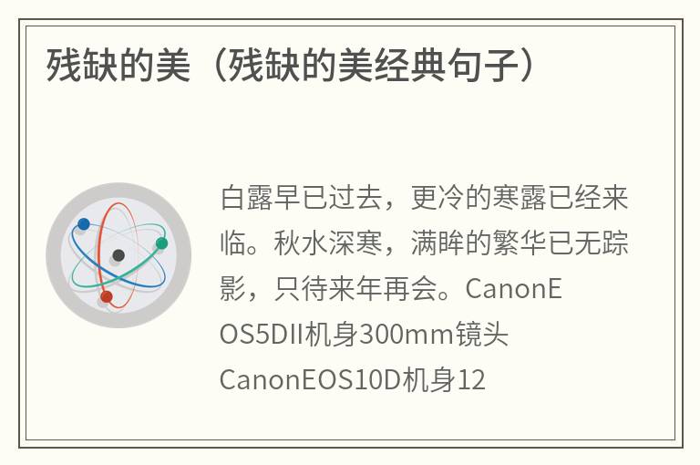 残缺的美（残缺的美经典句子）