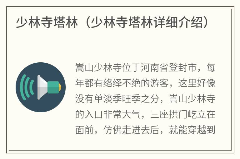 少林寺塔林(少林寺塔林详细介绍) 少林寺塔林(少林寺塔林详细介绍)
