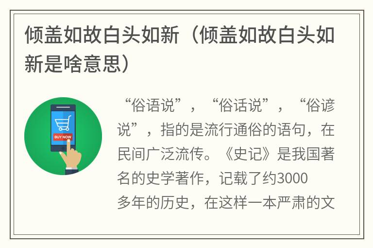 倾盖如故白头如新（倾盖如故白头如新是啥意思）