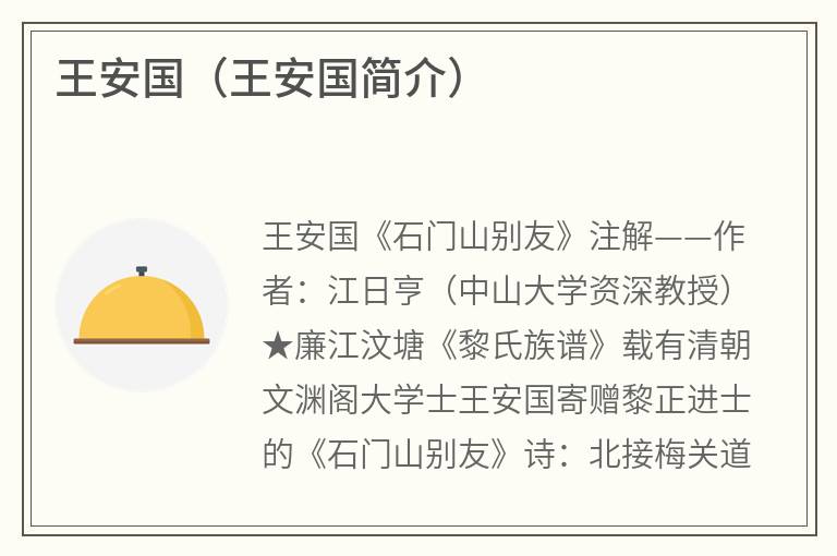 王安国（王安国简介）