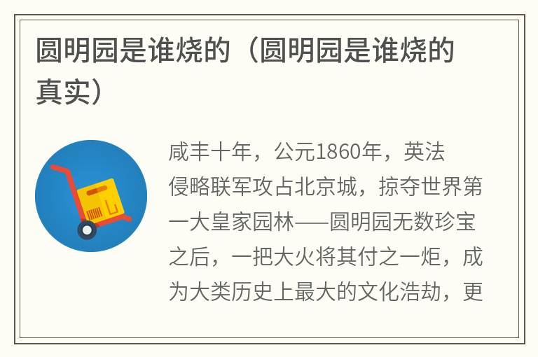圆明园是谁烧的（圆明园是谁烧的真实）