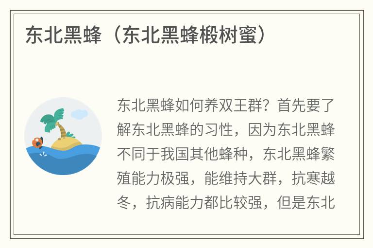 东北黑蜂（东北黑蜂椴树蜜）