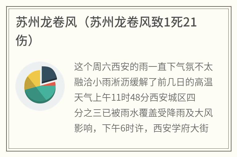 苏州龙卷风（苏州龙卷风致1死21伤）