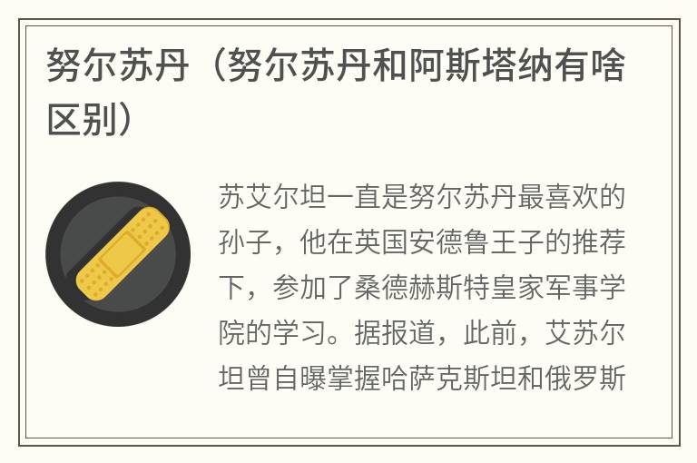 努尔苏丹（努尔苏丹和阿斯塔纳有啥区别）