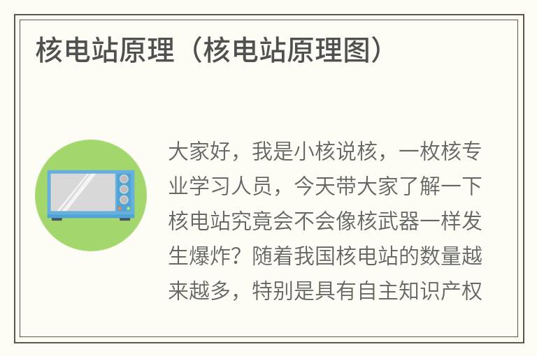 核电站原理（核电站原理图）
