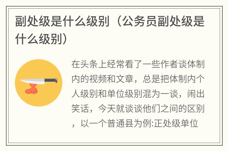 副处级是什么级别（公务员副处级是什么级别）