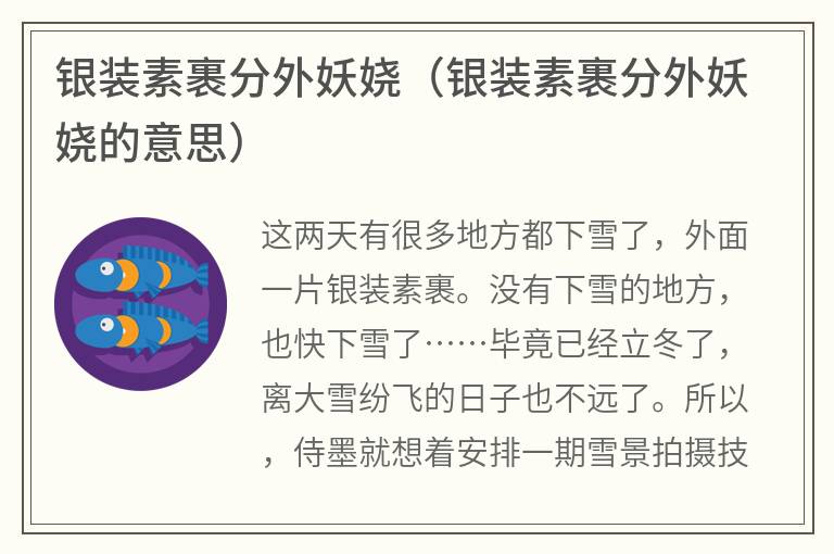 银装素裹分外妖娆（银装素裹分外妖娆的意思）