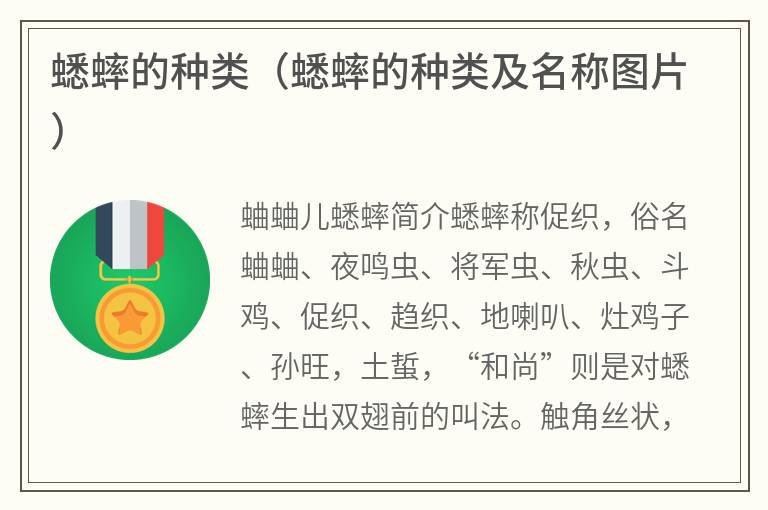 蟋蟀的种类（蟋蟀的种类及名称图片）