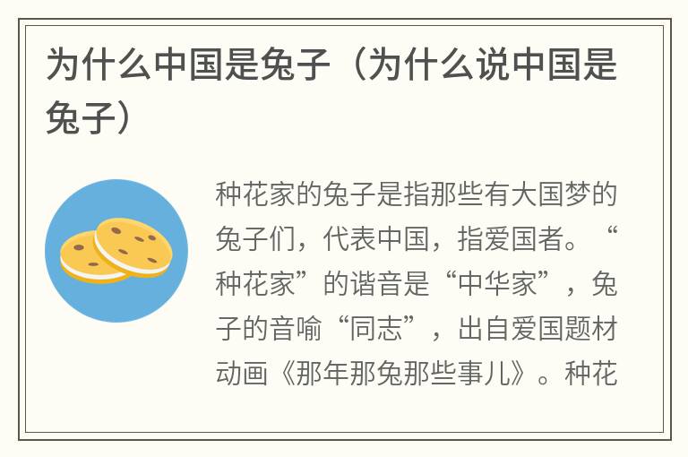 为什么中国是兔子（为什么说中国是兔子）