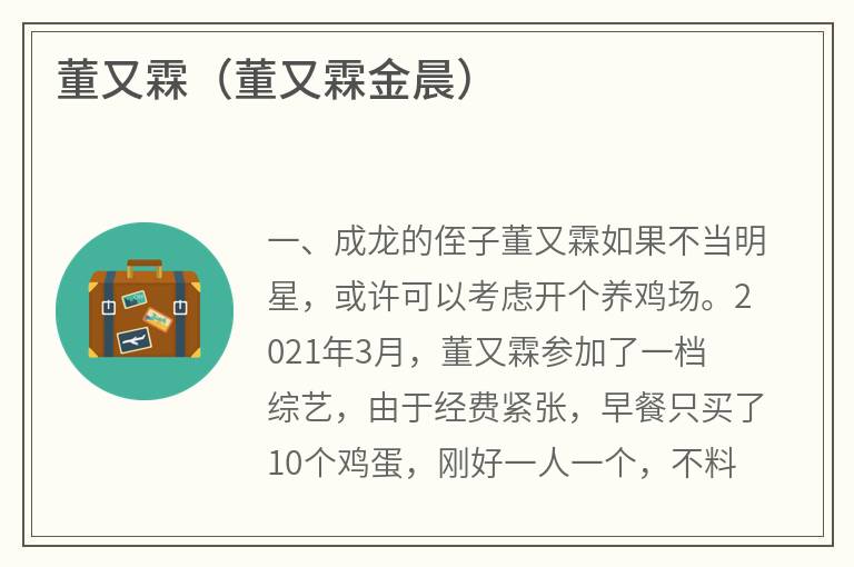 董又霖（董又霖金晨）