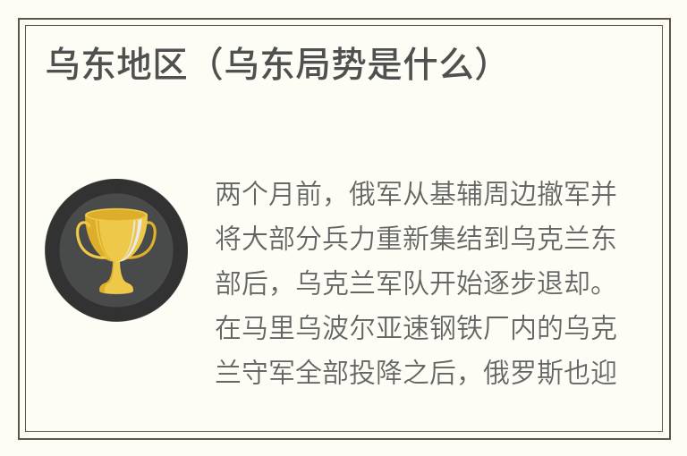 乌东地区（乌东局势是什么）