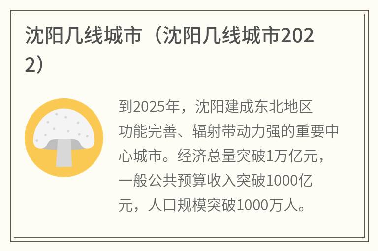 沈阳几线城市（沈阳几线城市2022）