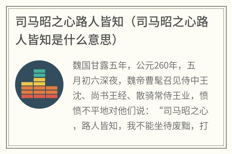 司马昭之心路人皆知（司马昭之心路人皆知是什么意思）