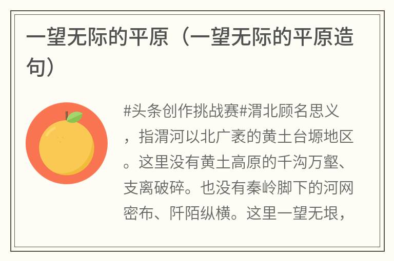 一望无际的平原（一望无际的平原造句）