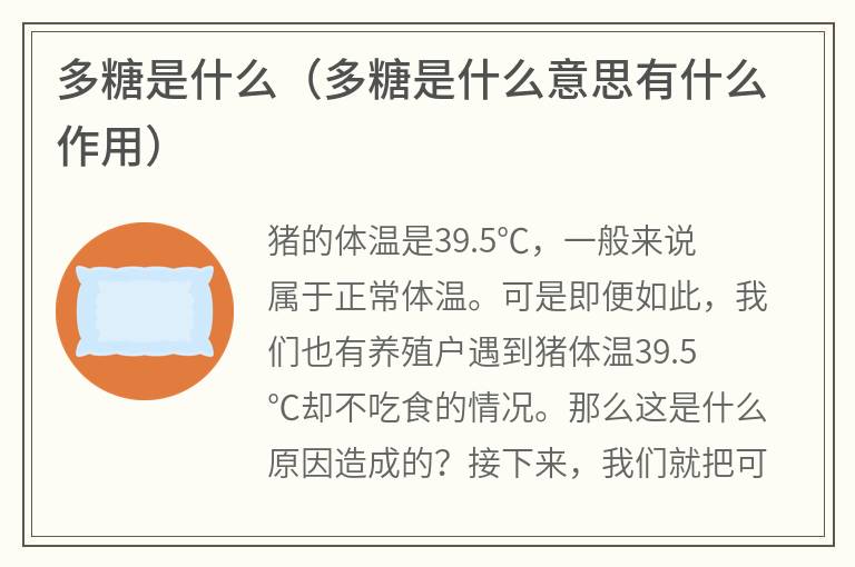 多糖是什么（多糖是什么意思有什么作用）