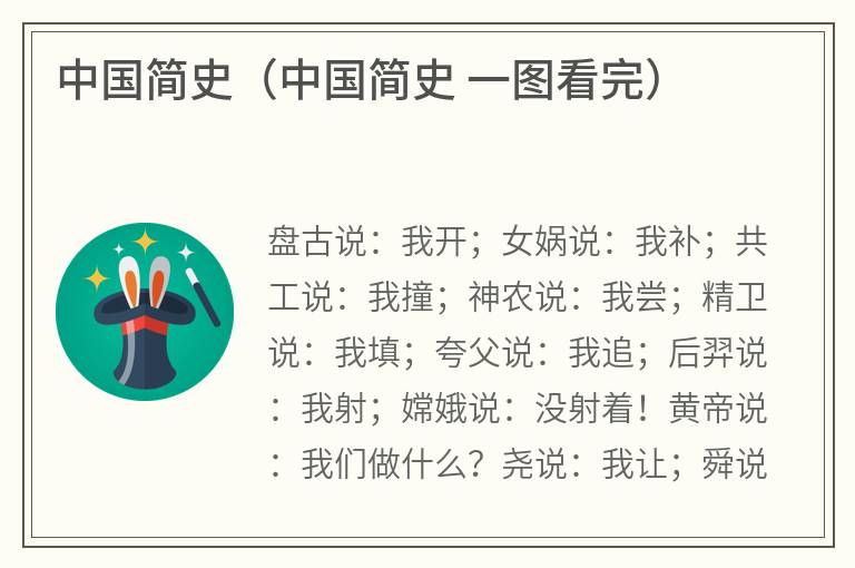 中国简史（中国简史一图看完）