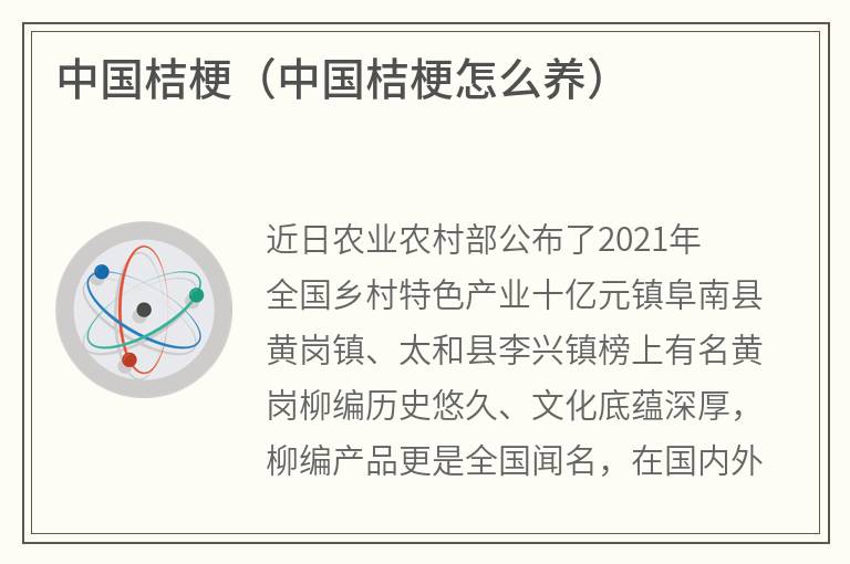 中国桔梗（中国桔梗怎么养）