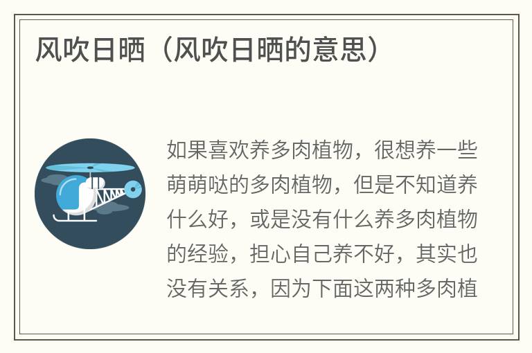 风吹日晒（风吹日晒的意思）