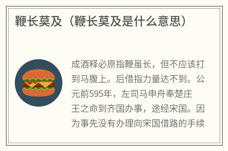 鞭长莫及（鞭长莫及是什么意思）