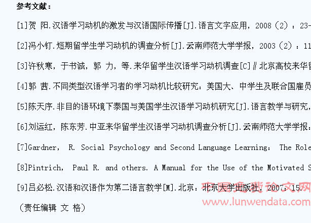 外国学生汉语学习动机研究