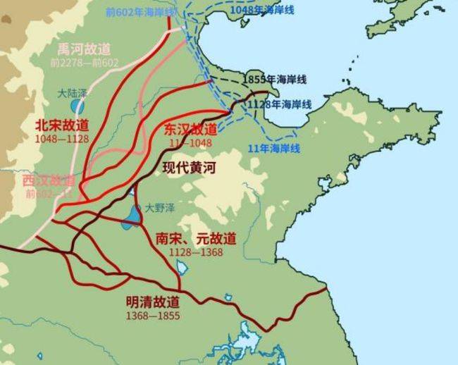 黄河改道历史_黄河改道历史动态图_黄河改道历史六次改道地图