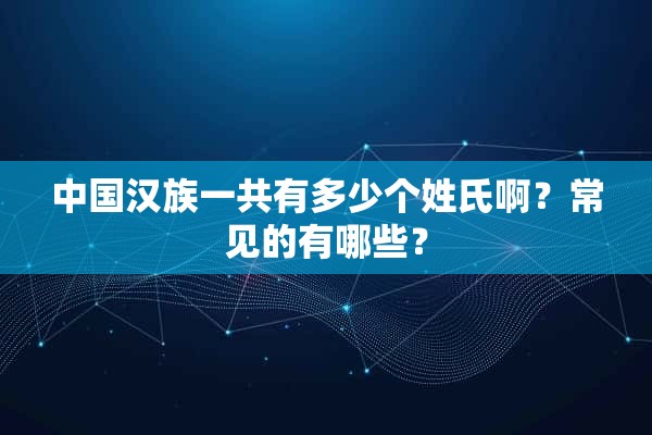 中国汉族一共有多少个姓氏啊？常见的有哪些？