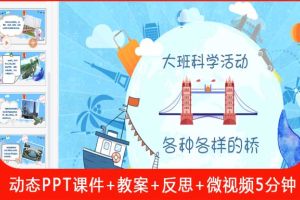 幼儿园大班科学认识《各种各样的桥》PPT课件教案反思微视频下载