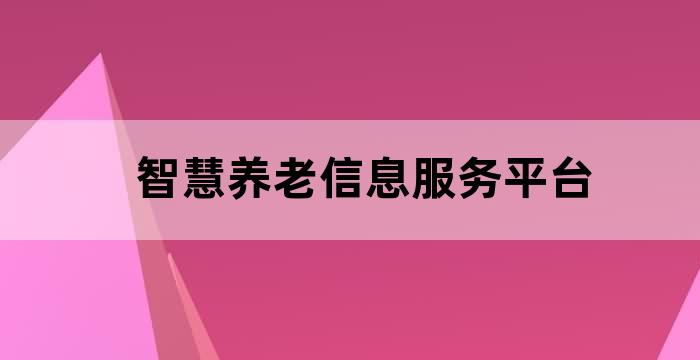 智慧养老信息服务平台